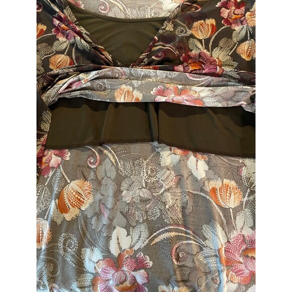 Croft & Barrow Women's Plus Sz 3X Floral Print Layered Look 3/4 Sleeve Top - Picture 6 of 11
